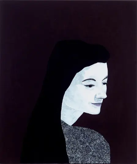An illustration of a person with a long black hair