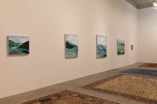 Five hanging landscape paintings in oil