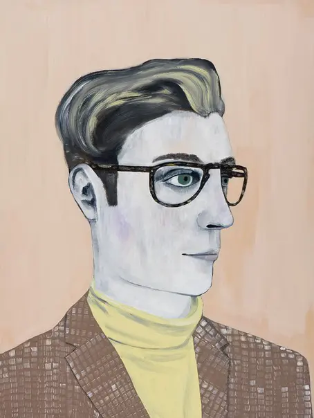 An oil portrait of a man wearing sunglasses
