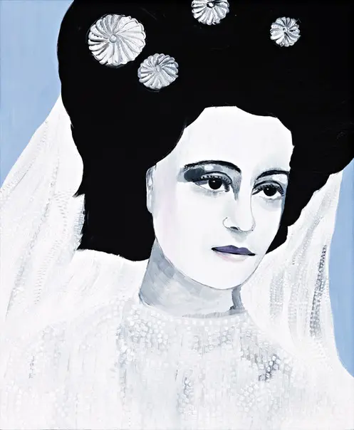 An oil portrait of a modern bride