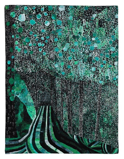 forest with walkway in green with a white border